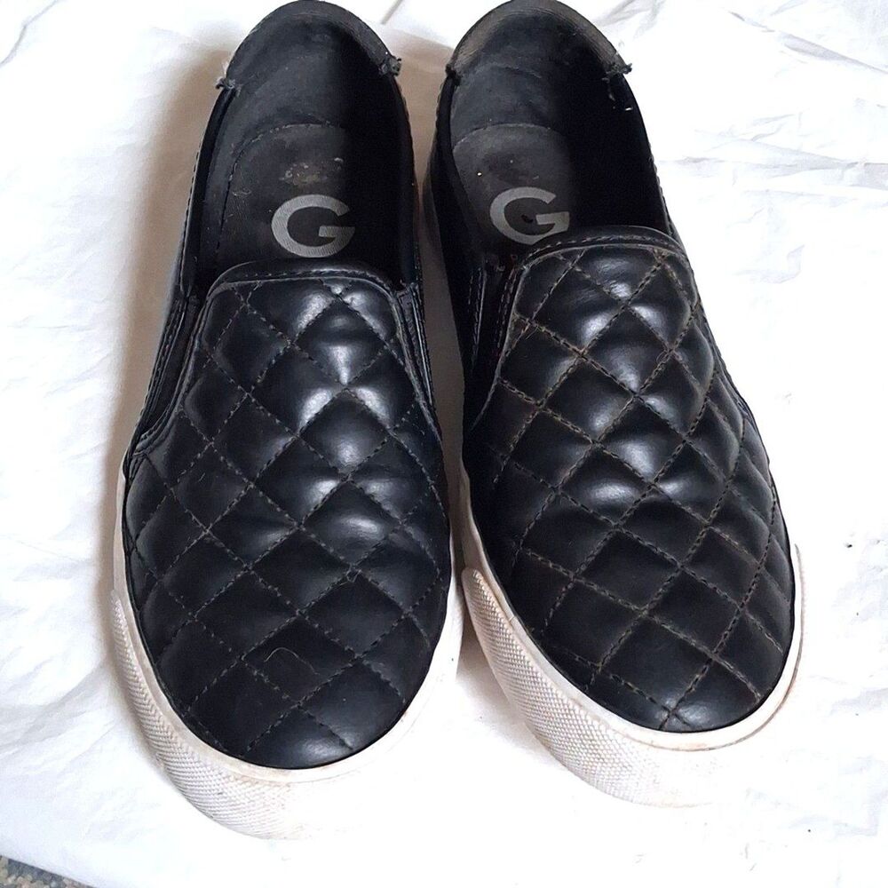 G by guess women's quilted black slip on shoe sneakers size 7M Ggoak-m Comfort